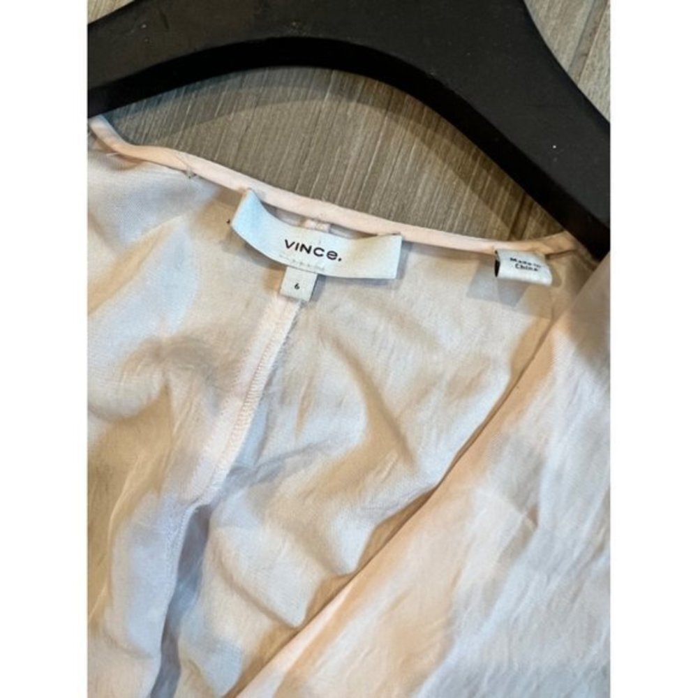Vince Twist Drape Long Sleeve Dress in Oat Blush Size 6 - Picture 8 of 11
